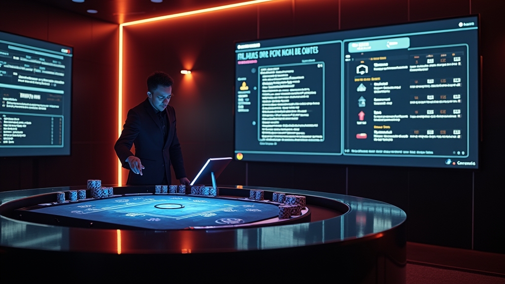 Tabelle mit Bonusbedingungen und Codearten in einer dunklen Casino-Umgebung