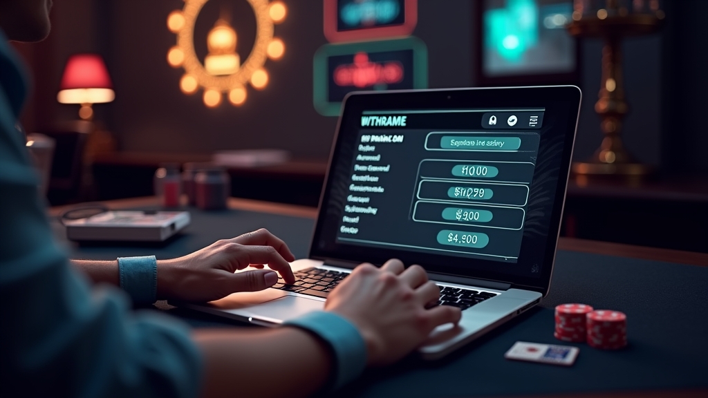 Spieler prüft Auszahlungsregeln und Limits an einem Casino-Terminal