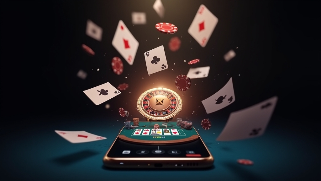 Smartphone mit mobil optimierter Casino-Oberfläche und Funktionssymbolen