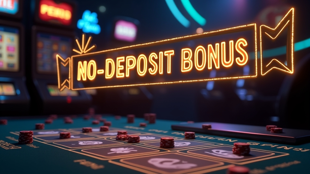 Neon-Bonusbanner über einem Slotautomaten mit Gratisangebot